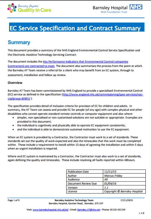 EC Service Summary Resource